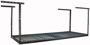 MonsterRax Overhead Garage Storage Racks 3x8’ Ceiling Mounted Shelving, Adjustable Hanging Organizer, Heavy Duty Steel, Holds 500 Pounds, Color: White, Adjustable from 24"-45" off the Ceiling