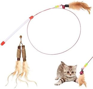 Juguetes Pluma de Gatos, Juguete para Gatos, Caña de Pescar para Gatos con Plumas, Juguete de Interactivo para Gatitos y Gatos