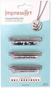 (Crystal Setter Kit) - ImpressArt - Crystal Setter Metal Stamping Punches Kit, Includes 216 Birthstone Coloured Crystals and 3 Metal Stamping Punches