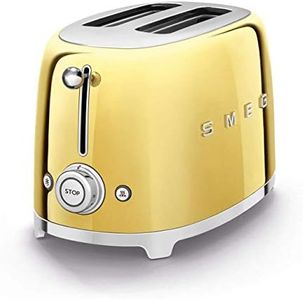 Smeg TSF01GOUK 2 Slice Toaster, Extra Wide Slots, 3 Pre-Set Options, 950W, Gold