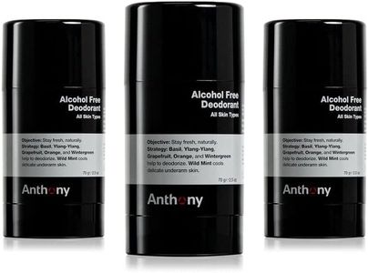 Anthony Alcohol Free, Aluminum Free Deodorant for Men – Non-Irritant Cool Gel Stick for Sensitive Skin – Sport Strength Stick Prevents Odor All Day – Clear, Stain Free – 2.5 Fl Oz - Pack of 3
