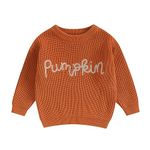 ZZLBUF Infant Toddler Baby Girl Boy Chunky Knit Sweater Merry Pullover Sweatshirt Jumper Tops Christmas Outfits (Pumpkin,Orange, 12-18 Months)