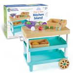 Learning Resources New Sprouts Prep ‘n’ Store Kitchen Island, 11 Pieces, Ages 2+, Play Food for Kids’ Kitchens, Grocery Store Pretend Play, Play Food for Toddlers