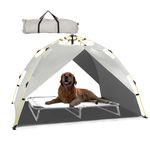 CAREDPETS Canopy Shade Tent for Large XL XXL Jumbo Elevated Raised Dog Bed Cots, Quick Setup & No Assembly Needed, Outside Outdoor Cooling Camping Pet Sun Umbrella, Gray 70"X55" (Cots Not Included)