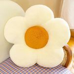 AVSHUB Flower- Shaped Throw Pillow, Daisy Pillow Flower Cushion, Aesthetic Daisy Flower Pillow Cute Flower Seating Cushion, Flower Room Pillows for Sofa Couch Bed (35 Cm) (Cream)