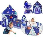 TTLOJ 3PC Outer Space Play Tent Crawl Tunnel, Ball Pit with Basketball Hoop Playhouse Tent for Toddlers Girls Boys Outdoor Indoor, Pop Up Playhouse, Balls Not Included