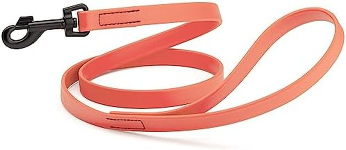 Dogline Biothane Waterproof Dog Leash Strong Coated Nylon Webbing with Black Hardware Odor-Proof Easy to Clean High Performance for Small or Large Dogs Made in USA 4 or 6 ft Lead, Coral