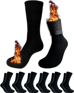 topline 6 PARES Calcetines Térmicos Hombre - Calcetines Invierno Hombre - Calcetines Térmicos de Algodón y Rizo Completo interior (FR/ES, Números, 40, 46, Regular, Regular, Negro (6 Pares))