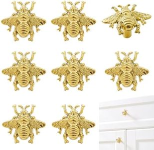 HWAQHDYL 8 pcs Bee Shape Cabinet Knob,Vintage Gold Zinc Cabinet Knobs Handle for Dresser Drawer Wardrobe Bathroom Door Furniture Decorative Pulls Hardware,with 16 Screw