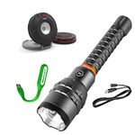 NEBO Redline 12K lumen (12000 lumen) rechargeable high power adjustable beam LED flashlight FLT-1007, Nebo auto emergency Twin Pucks 6391 with EdisonBright USB powered LED reading light bundle