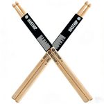 HASTHIP® 7A Drum Sticks Maple Drumsticks Set 2 Pair 15.5 Inch Wood Drumsticks with Oval Wood Tip Drum Accessories for Adults and Youth Drummers Compatible with Acoustic and Jazz Playing Styles