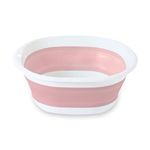 Collapsible Wash Basin, 31CM Round Multifunction Folding Washbasin Ooutdoor Portable Dish Tub Foldable Silicone Washing Up Bowl for Travel Camping Hiking Caravan - Pink