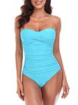 RELLECIGA Women's Sky Blue Twist Bandeau One Piece Swimwear Bathing Suits Size X-Large