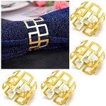 Napkin Ring, 12 Pcs Metal Napkin Buckle Holder for Wedding Party Dinner Table Decoration(Great Wall-Gold)