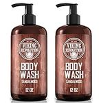 Viking Revolution - Shower Gel Men 340 ml x 2 - Natural Body Wash - Mens Shower Gel with Vitamin E and Rosemary Oil - Smoothes & Moisturises - Sandalwood