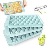 VEHHE Ice Cube Tray, 3 Pack Round Ice Cube Mold for Freezer with Lid, 1.2IN*99PCS Circle Ice Ball Maker Mold, BPA Free Sphere Ice Cube Mold for Cocktail Whiskey Tea Coffee(Blue)