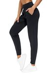 THE GYM PEOPLE Athletic Joggers for Women Sweatpants with Pockets Workout Tapered Lounge Yoga Pants Women's Leggings (Black, X-Large)