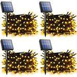 TIANG Solar String Lights, 4 Pack Total 400 LED Solar Outdoor Lights Waterproof, 8 Modes Solar Mini Lights for Garden, Yard, Party, Xmas, Holiday Decor, Warm White