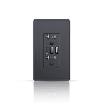 6.0A Wall USB Outlet, 20Amp Tamper-Resistant Receptacle Charge with USB Type A & C Ports, Duplex Screwless Wall Plate Included, Need Neutral Wire, UL & FCC Listed (Black)