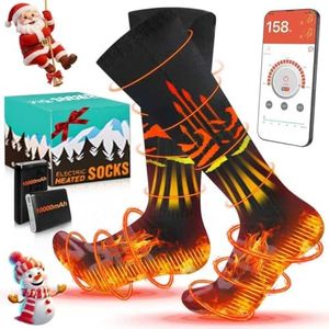 Heated Socks for Men Women,Rechargeable 10000mAh Battery Heated Socks Up to 20 Hours,360°Heating Warming, Washable Foot Warmer with APP Control for Camping Fishing Skiing Skating Hiking Outdoor Work-L