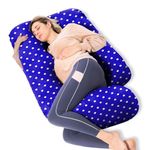 Mom's Moon G Shape Full Body Support Pregnancy/Maternity Pillow for Pregnant Women Sleeping Hip/Back/Legs/Neck Support with Removable Dot Printed Velvet Cover (Royal Blue)