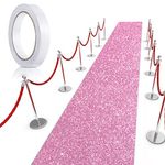 Tatuo Carpet Runner Runway Rug 55 GSM Thickness with Carpet Tape for Prom Wedding Christmas Party Outdoor Indoor Hallway Rug(Glitter Pink,2.46 x 16.4 Feet)