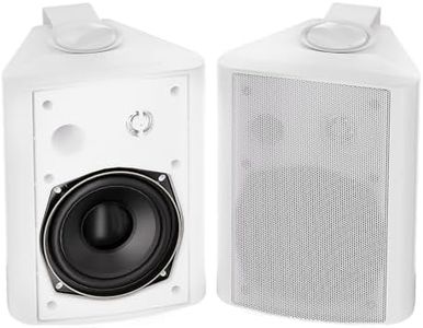 Herdio 5.25 Inches 300 Watts Indoor Outdoor Patio Speakers with Superior Stereo Dome Tweeter All Weather Wired Wall Mount System Compatible with Bluetooth(White)