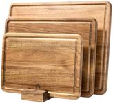 YSTKC Acacia Wood Cutting Board Set of 3 for Kitchen, Thick Chopping Board, Large Wooden Cutting Board Set with Deep Juice Groove Butcher Block, Wooden Trays for Meat, Fruit and Cheese