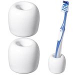 Urbanstrive Ceramic Toothbrush Holders for Bathrooms, Sleek Tooth Brush Holder Toothbrush Stand Tooth Brushing Holder, Portable Bathroom Accessories Organizer, White, 2 Pack