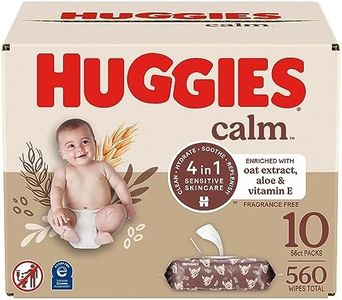 Huggies Calm Baby Wipes, Unscented, Hypoallergenic, 10 Push Button Packs (560 Wipes Total)