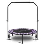 Newan 40" Silent Mini Trampoline with Adjustable Handle Bar Fitness Trampoline Bungee Rebounder Jumping Cardio Trainer Workout for Adults - Max Limit 330 lbs