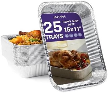 MATANA - 25 bandejas grandes reutilizables de aluminio plateado para el horno (37x27cm/5000ml)