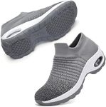 STQ Slip on Sneakers Walking Shoes Women for Flat Foot Plantar Fasciitis Casual Heel Pain Relief - Rebound Core Grey Mix 8.5