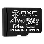 AXE MEMORY 64GB Micro SD Card 4K Ultra HD Video High Speed MicroSDXC Up To 95MB/S A1 V30 UHS-I U3