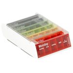 Patterson Medical Weekly Pill Organiser – 7 Day Box with 5 Daily Compartments – Detachable, Portable Tablet Pots for Medication, Vitamins and Supplements with Sliding Lids