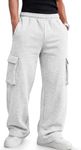 EFAN Men's Cargo Fleece Sweatpants Relaxed Straight Leg Joggers Grey S