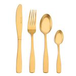 Sharecook Matte Gold Cutlery Set, 32 Piece Stainless Steel Silverware Set with Knife and Fork Set, Service for 8, Dishwasher Safe