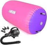AWSUM 4ft L x 2.5ft Diam Air Roller Tumbling Mat Barrel Backbend Trainer for Gym Inflatable Gymnastics equipment with Electric Pump Pink/Purple