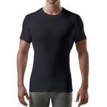 The Thompson Tee Men's Sweatproof Undershirt | Crew Neck T-Shirt with Underarm Sweat Pads | Slim Fit | Aluminum-Free Alternative | Black | Medium