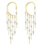 Yellow Chimes Earrings For Women Gold Tone Earcuffs With Linear Pearl Studded Tassel Chain Earrings For Women and Girls