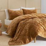 SHALALA Lightweight Summer Quilt,King Bedding Quilt Sets,Velvet Comforter,Luxury Diamond Quilting Bedspread Coverlet with Soft Brushed Microfiber Back for All Season (Caramel Gold,King Size)