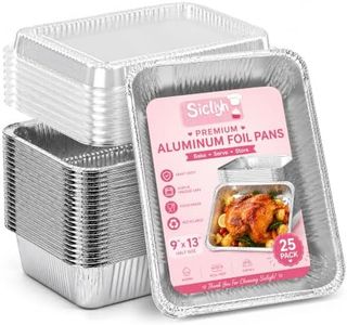 Sicliyh 25 Pack 9x13 Aluminum Foil Pans with Clear Plastic Lids, Heavy Duty Disposable Baking Pans for Casseroles, Lasagna, Meal Prep, Food Storage, Freezer & Oven Safe