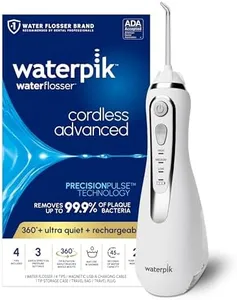 Waterpik Cordless Advanced 2.0 Water Flosser For Teeth, Gums, Braces, Dental Care With Travel Bag and 4 Tips, ADA Accepted, Rechargeable, Portable, and Waterproof, White WP-580, Packaging May Vary