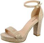 TOP Moda Platform High Heel Open Toe Dress Sandal Over The Toe Strap, Champagne, 8