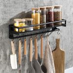 EigPluy Kitchen Utensils Racks, Adhesive/Drilling 2 Way Install Kitchen Utensils Hook with 8 Hooks, 40cm length Wall Mounted Kitchen Utensils Organizer Rack