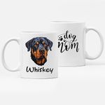 Myshoppermate Customized Ceramic Dog Mug 11Oz, Personalized Mug with Dog face, Custom Coffee Mug Gift with Rear Print for Dog Lovers (Rottweiler)