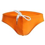 CSMARTE Mens Solid Swim Briefs Drawstring Shorts Trunks Bikini Briefs Sport Swimwear (Orange, M)