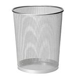 ZYBUX - Circular Mesh Trash Can, Waste Basket Garbage Can Waste Bin for Bathrooms, Kitchens, Home Offices, Dorm Rooms | Lightweight Sturdy Metal Basket Bin 27cm x 23.5cm - (Silver)