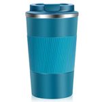 Travel Mug, Insulated Coffee Cup Travel Mug with Leakproof Lid, Reusable Travel Mugs for Hot Drinks, Vacuum Stainless Steel Thermal Mug, Portable Coffee Mug for Car Outdoor Picnic Office (Blue)