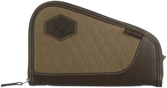 Evolution Outdoor President Series Quilted Pistol Case - 12" inch, Khaki, Heavy Duty Padding, Hunting Gun Case, Antique Brass Zipper, Brown Suede Lining
